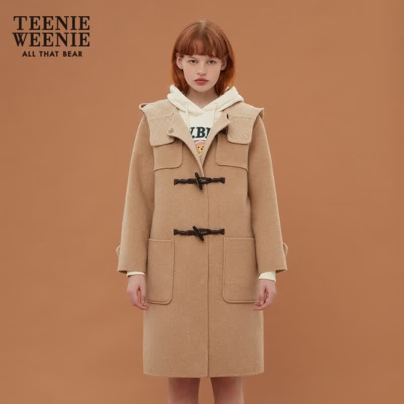 Teenie Weenie小熊毛呢大衣女宽松牛角扣学院风呢子外套中长款秋冬 卡其色 160/S属于什么档次？