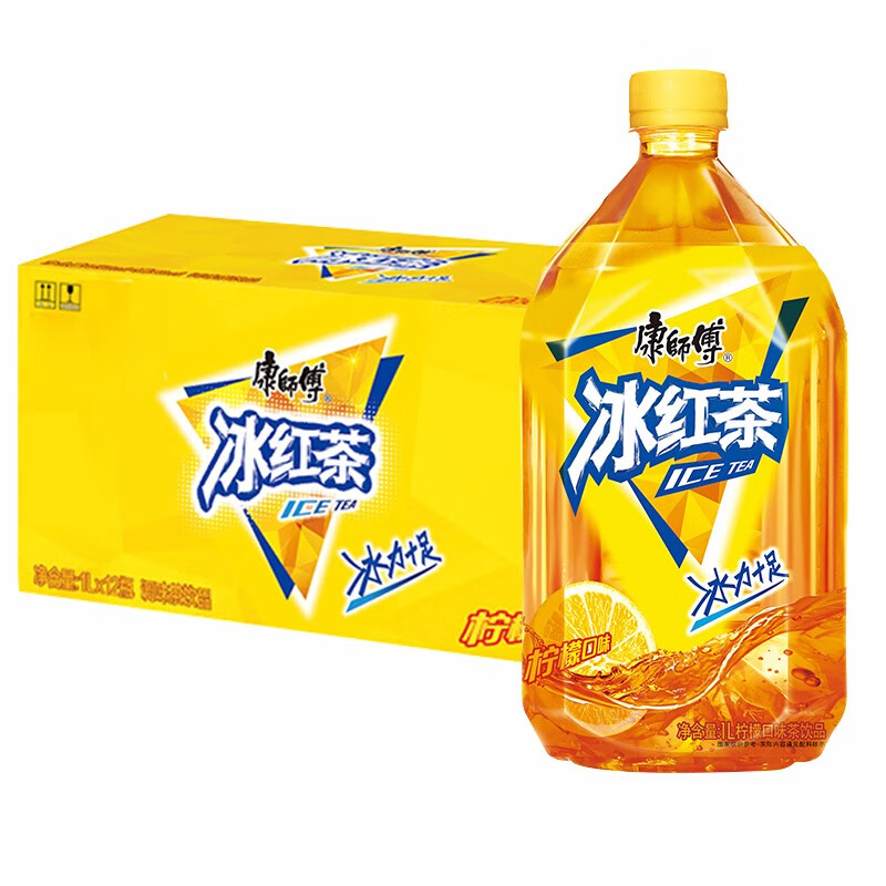 康师傅冰红茶 柠檬红茶饮料 1l*12瓶整箱装 新日期