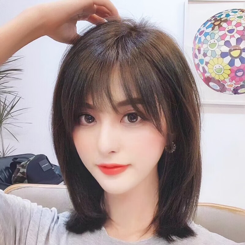 假发女中长发网红锁骨发层次感中长发假发套自然少女气质全头套式