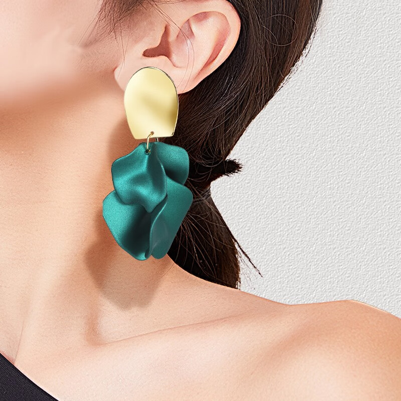 卡俪瑞莎耳环女2020年新款潮韩国气质网红耳钉女925银针高级感气质大气显脸瘦的耳饰品 绿色耳针款
