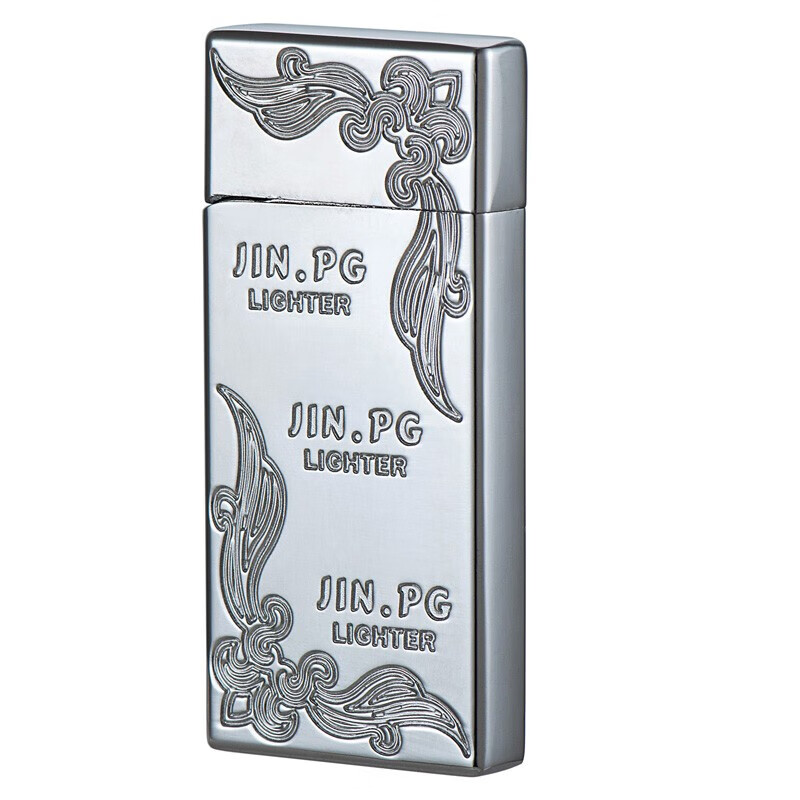 老式煤油打火机富贵花 超薄砂轮打火机金属 点烟器 个性定制刻字 2061银色富贵花 普通版【25ML油+火石棉芯】