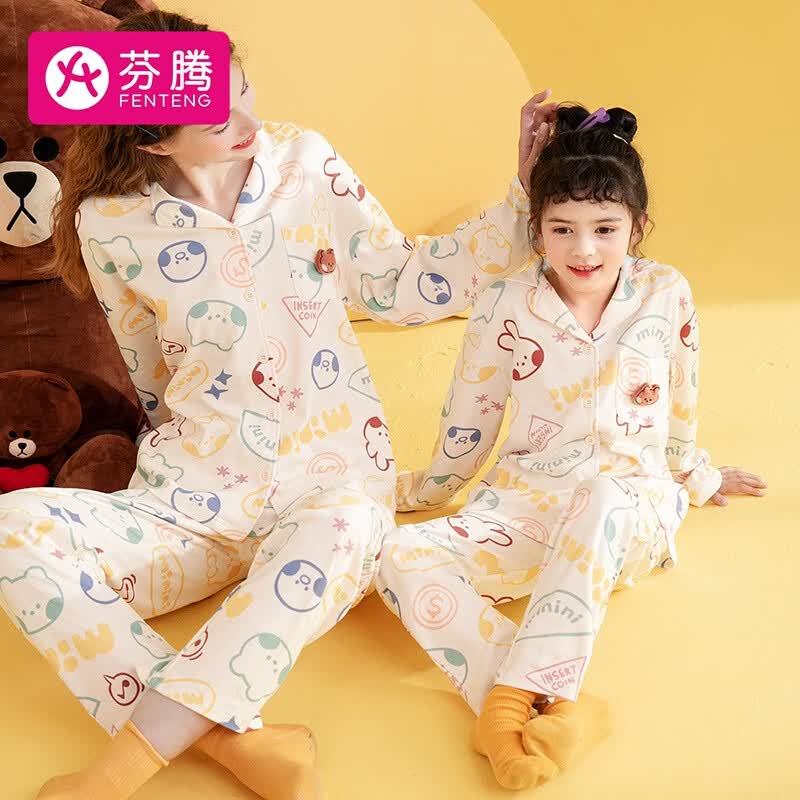 芬腾儿童睡衣女孩纯棉可妮兔联名亲子早秋女大童家居服Q9984731722高性价比高么？