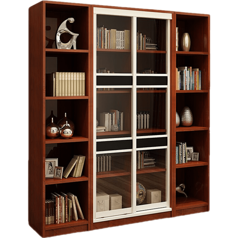诗萱心诺 书架书柜实木书柜书架落地置物柜办公柜玻璃移门实木\/板式办公柜带门书房家具-SG1 ABA组合-颜色备注 升级实木芯生态板材