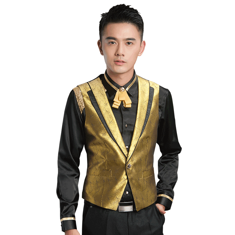 丫击击ktv工作服马甲酒店服务员长袖荷官少爷服加绒衬衫 男马甲 s