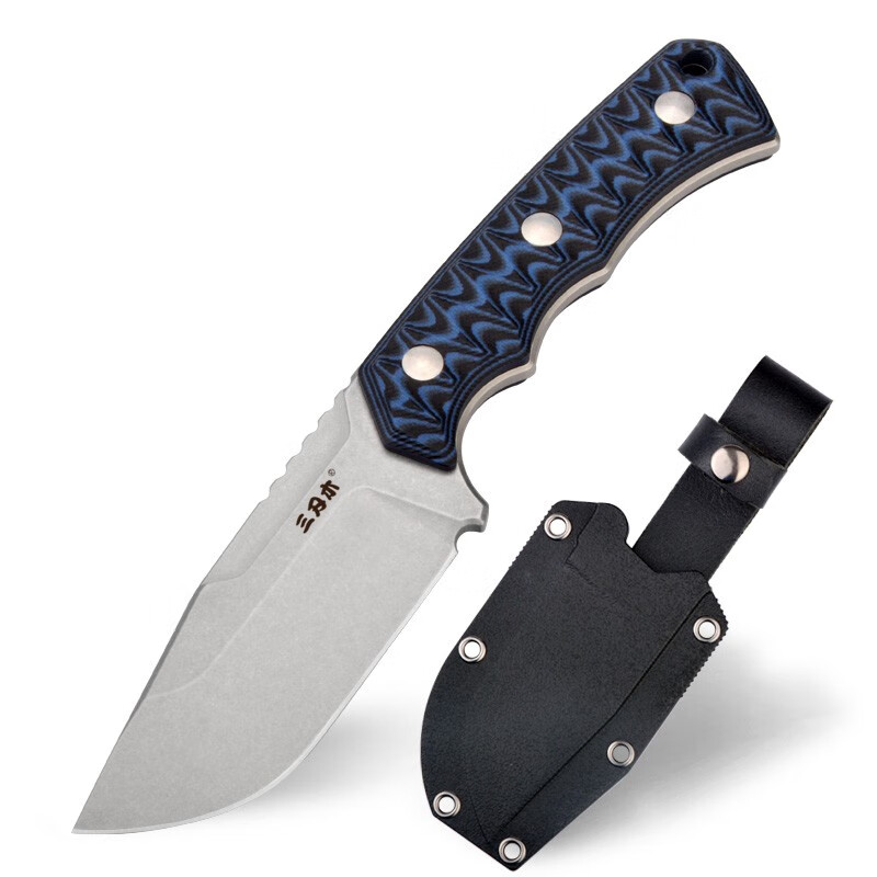 三刃木s738户外直刀野外生存刀长款一体刀具防身军工刀随身 s738-2石