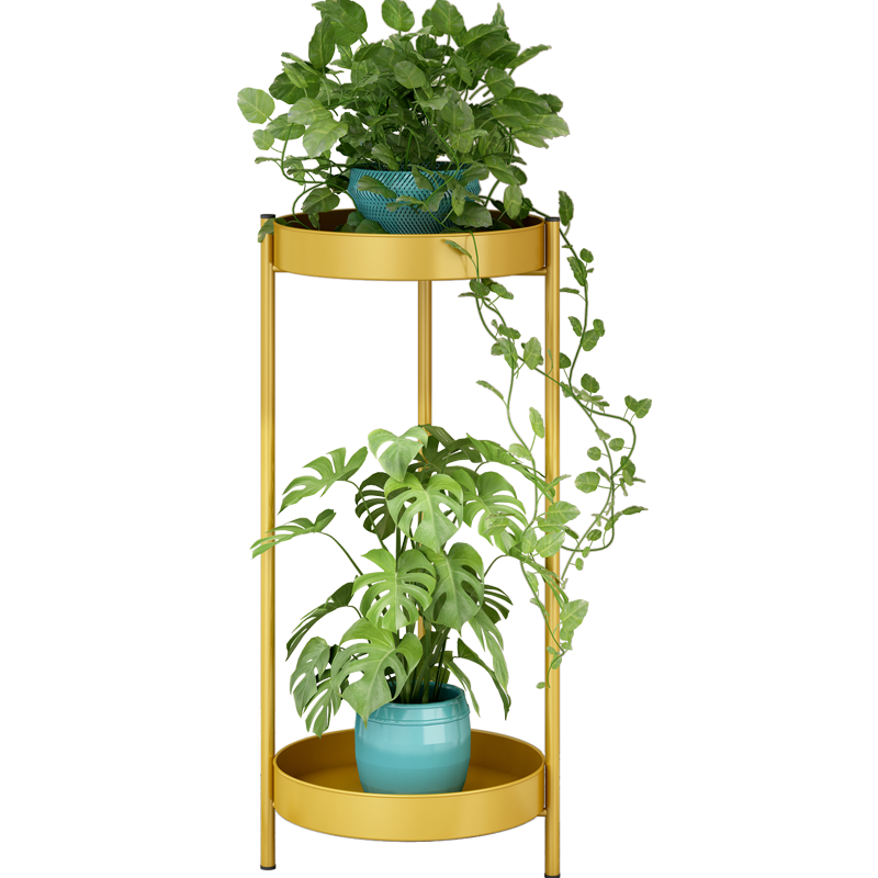 思故轩 花架子多层室内花架客厅落地式加固置物窗阳台装饰铁艺简约多肉绿萝花盆架H9250 纳米金H9250