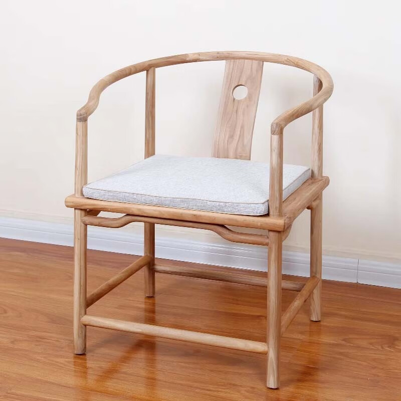 欧思林新中式北方老榆木圈椅围茶椅实木茶几免漆烫蜡官帽桃心海棠打坐