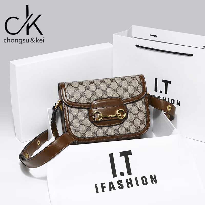 clecey kokyck品牌名牌包包女包新款时尚真l皮单肩斜挎马鞍包腋下包