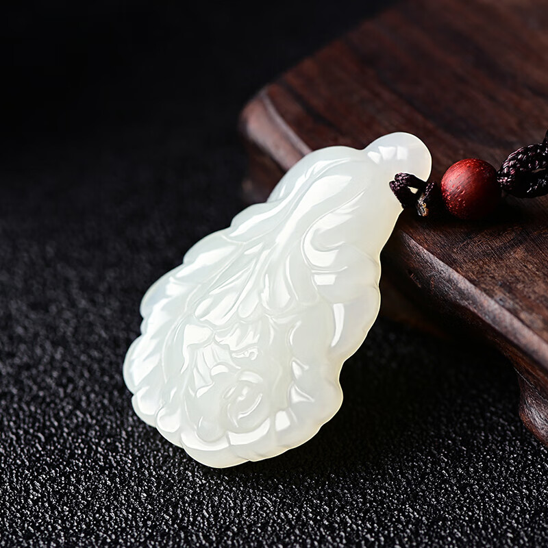 靳钰晨 和田玉白菜吊坠百财聚来玉佩男女款招财玉坠玉石项链挂件