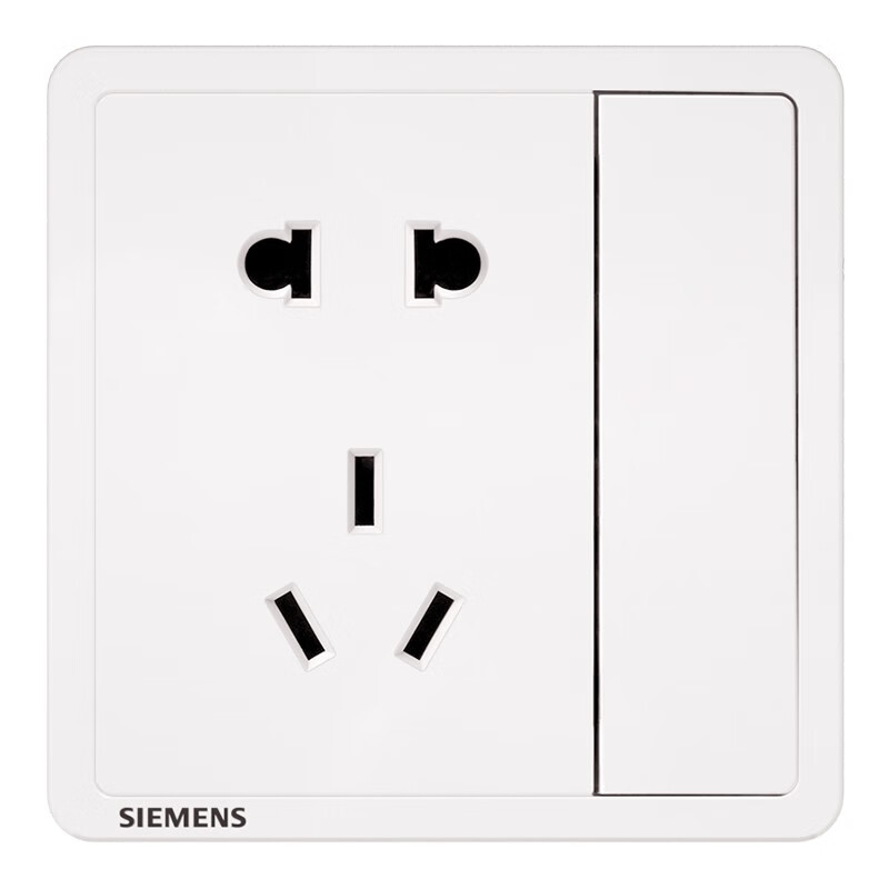 西门子(SIEMENS)开关插座 10A五孔带单控电源插座 86型暗装面板 致典雅白色