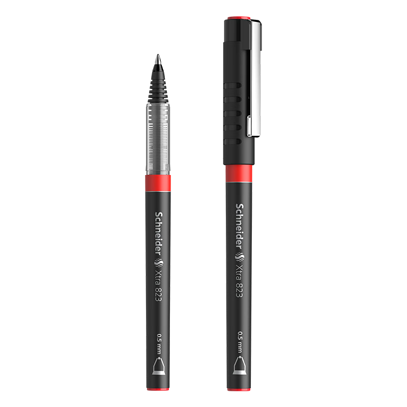 施耐德（Schneider）針管中性筆 0.5mm順滑簽字筆大容量直液式水筆學(xué)生辦公用品 823單支裝-紅色筆芯