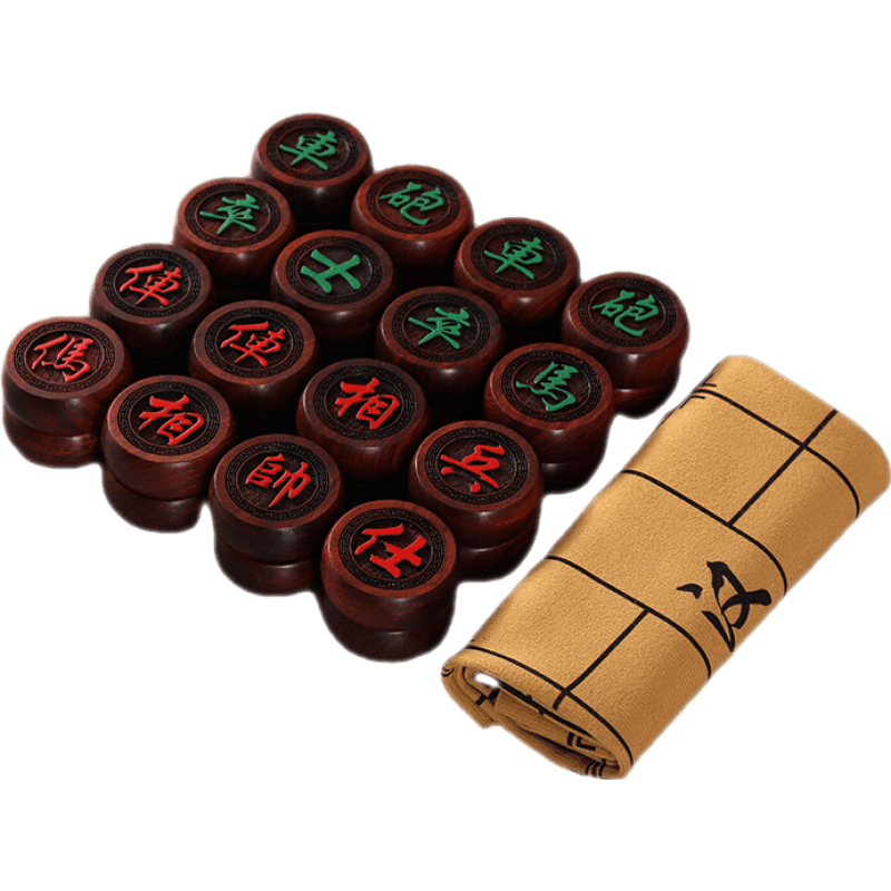 符象 中國(guó)紅木象棋實(shí)木大號(hào)紅花梨血檀象棋套裝成人老人便攜盤(pán) 50紅花梨+木質(zhì)折疊棋盤(pán)