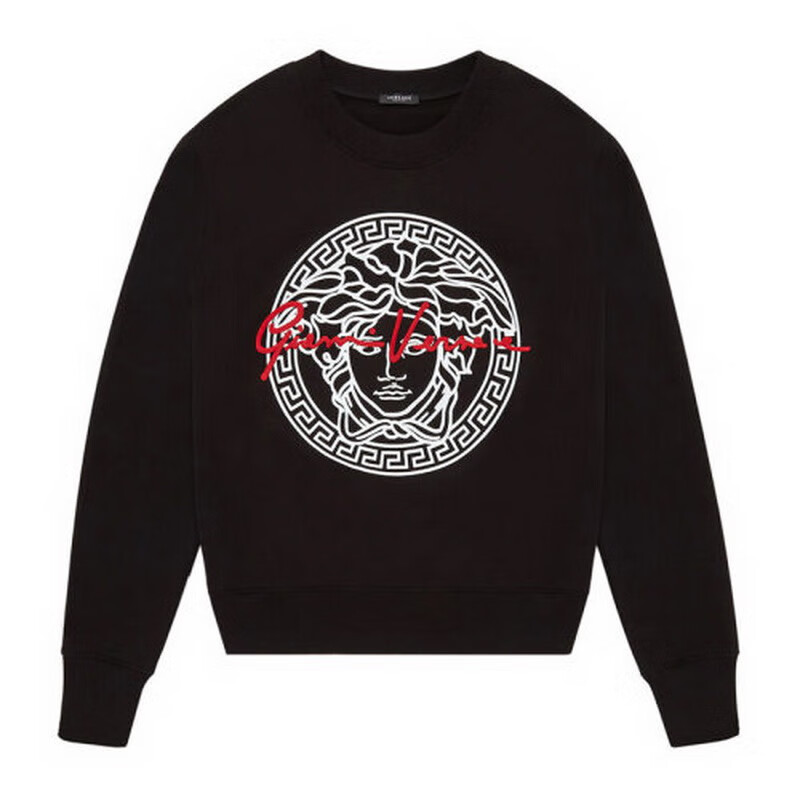 范思哲(versace)女棉质经典字母徽标美杜莎头像装饰圆领卫衣奢饰品