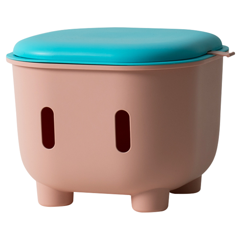 好尔塑料凳子家用客厅加厚卡通收纳凳子可爱储物凳 蓝盖粉凳