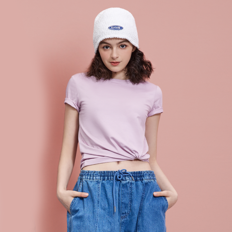 网易严选 t恤女  柔软透气新疆棉 夏季新品 女式长绒棉多色基础百搭