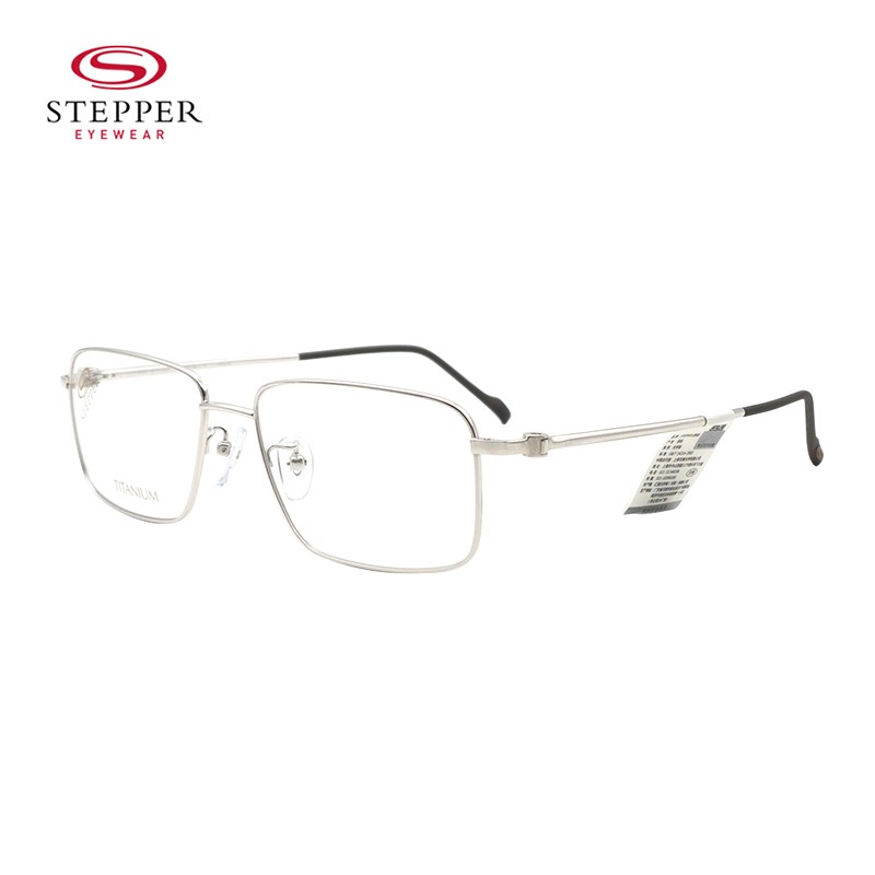 思柏（STEPPER）远近视眼镜框男女款潮流休闲全框钛材质眼镜架SI-71023-F020 银色 56mm