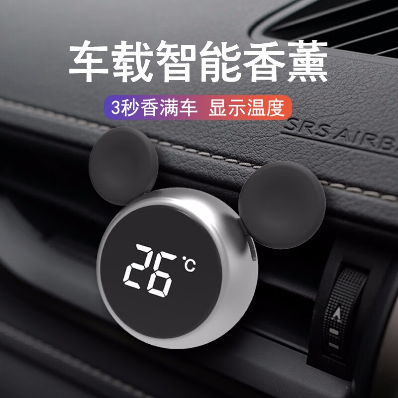 迪加倫 車(chē)載香水 汽車(chē)香水 車(chē)用固體可愛(ài)卡通智能香薰 車(chē)內(nèi)除味空調(diào)出風(fēng)口香水夾汽車(chē)用品車(chē)內(nèi)飾品擺件 米奇頭-銀色