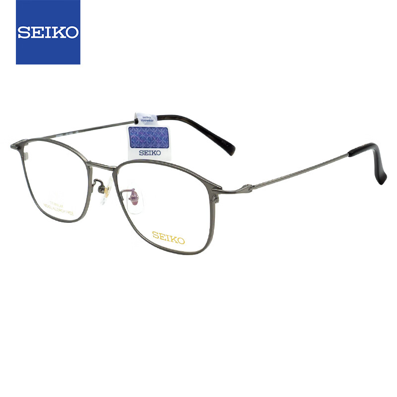 精工(seiko)眼镜框全框钛材近视眼镜架hc1035 163 依视路钻晶膜岩1.
