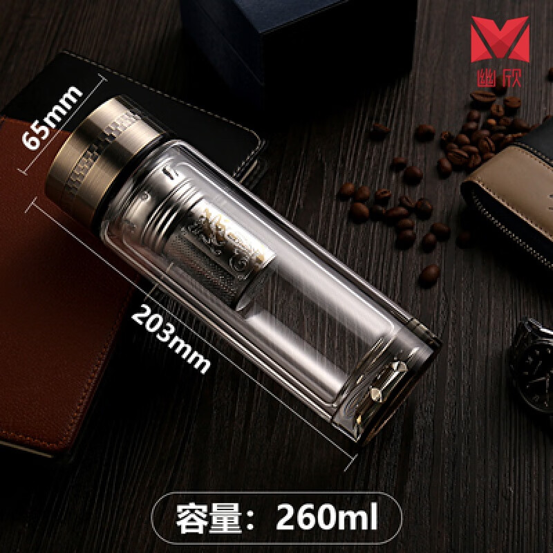 毕曦之金力水晶玻璃杯 华象金力匡迪双层玻璃杯商务水晶杯隔热茶水