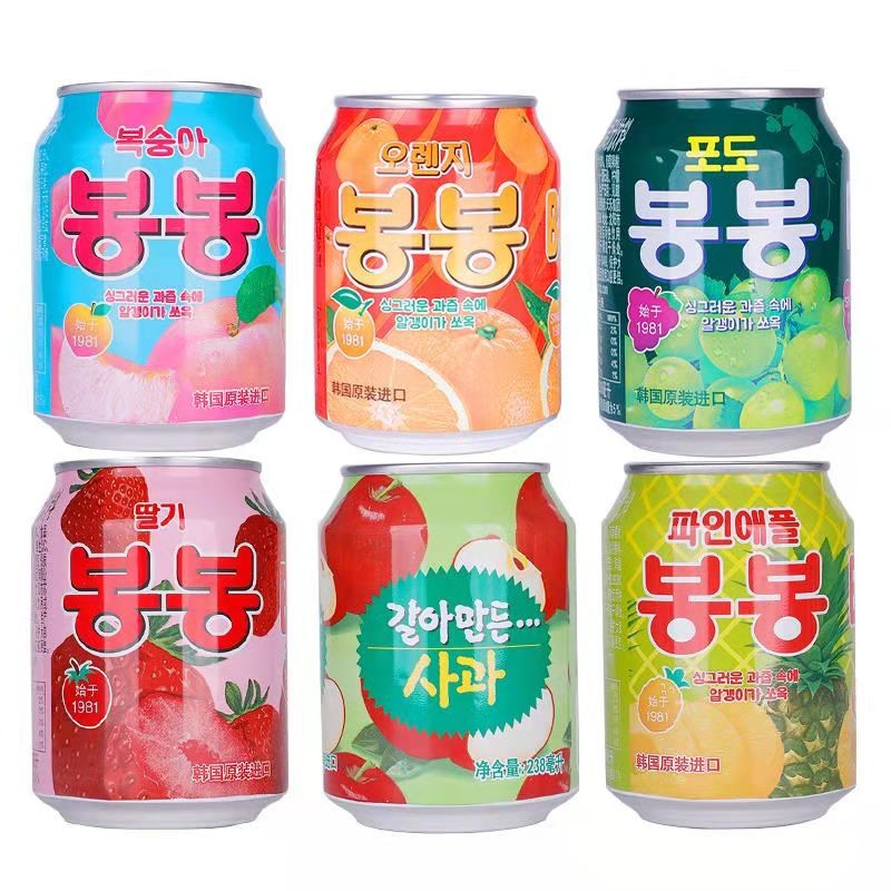 韩国进口饮料海太饮料果粒果汁装口味葡萄汁石榴桔橙汁桃汁草莓梨菠萝
