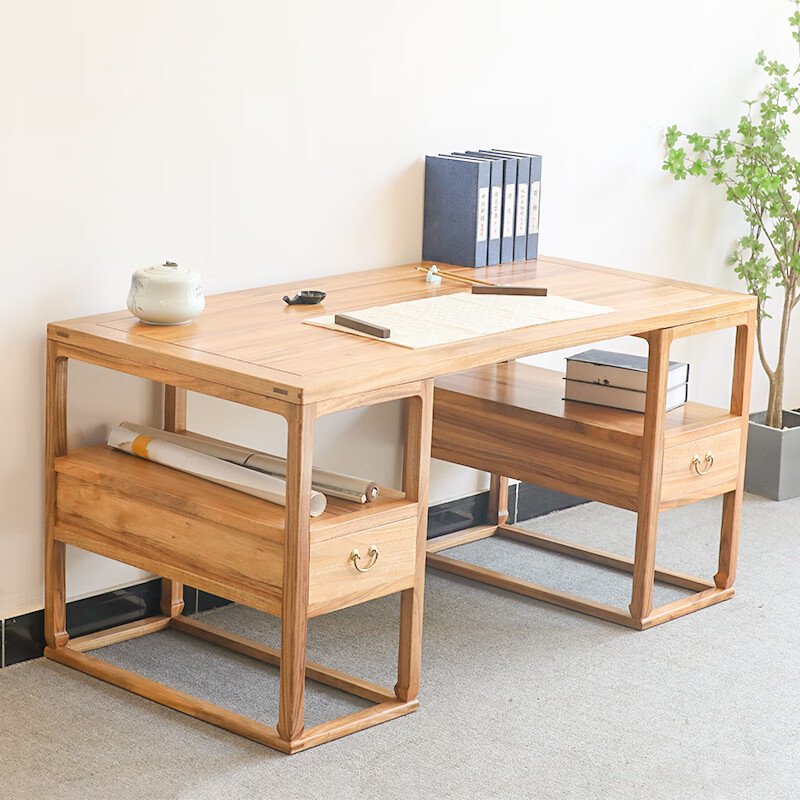 0新中式书案书法桌新款现代茶桌子实木家