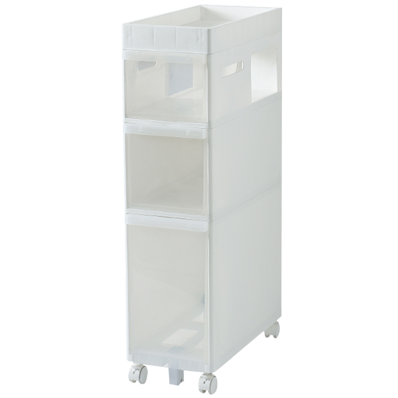 好尔卫生间置物架落地洗手间马桶厕所边角柜洗漱台防水夹缝浴室收纳储物架 白色(三层)