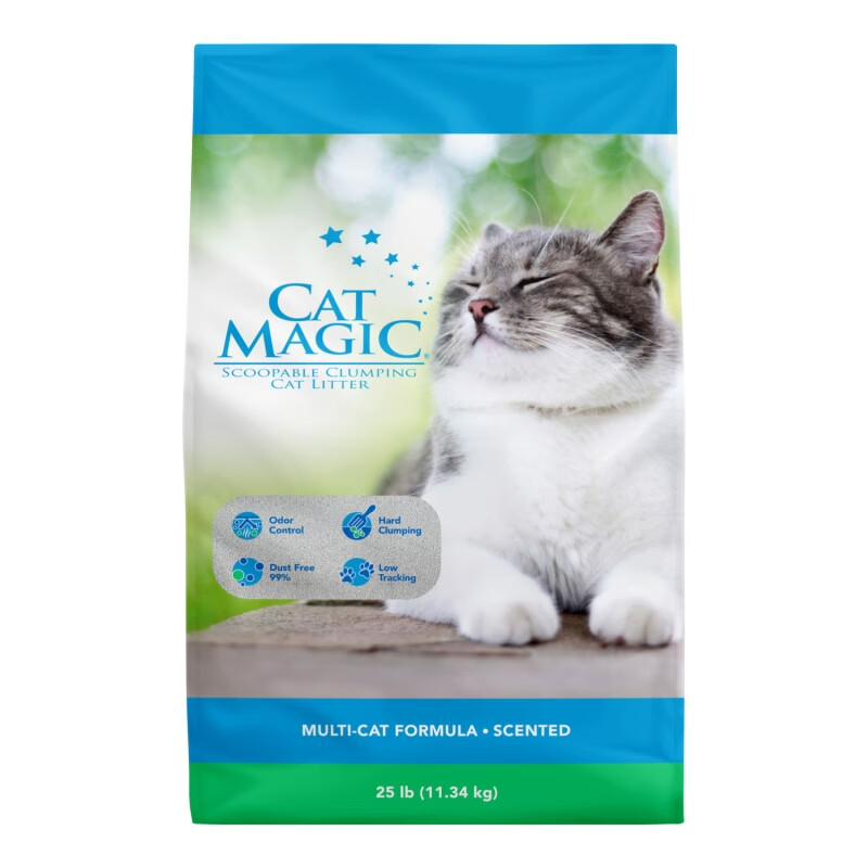 喵洁客（CAT MAGIC）美国进口矿砂膨润土猫砂除臭无尘猫砂蓝标25磅怎么样,好用不?