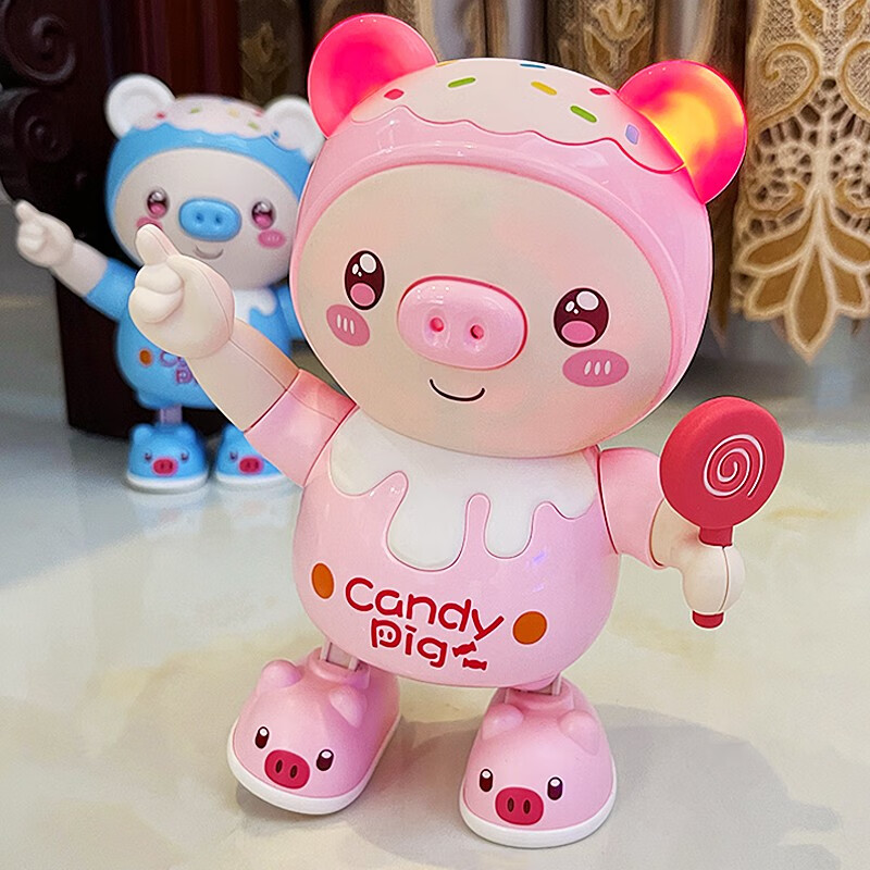 婴儿一岁宝宝抬头训练玩具婴幼儿0-1周岁2男女孩唱歌跳舞小猪玩偶 跳