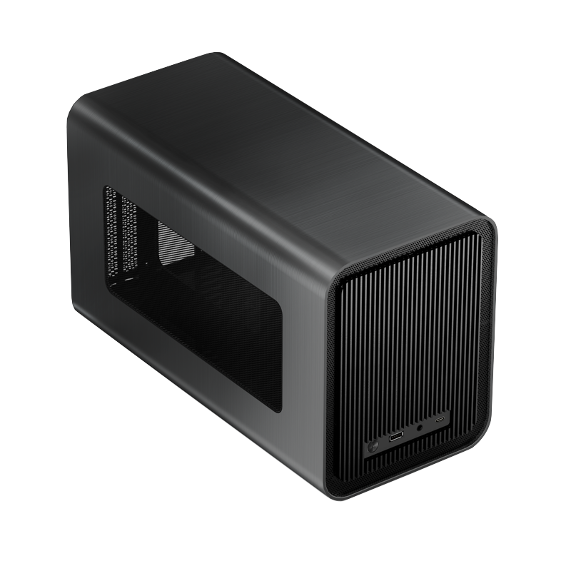 JONSBO 乔思伯 V11 黑色 铝制迷你ITX机箱（抽拉式结构/双侧面通风/立卧两放/自带14CM风扇）