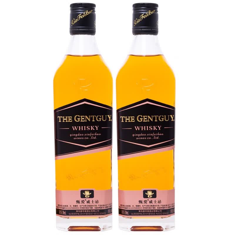 甄爱(gentguy)500ml方瓶威士忌40度洋酒烈酒基酒 40度黑标*2