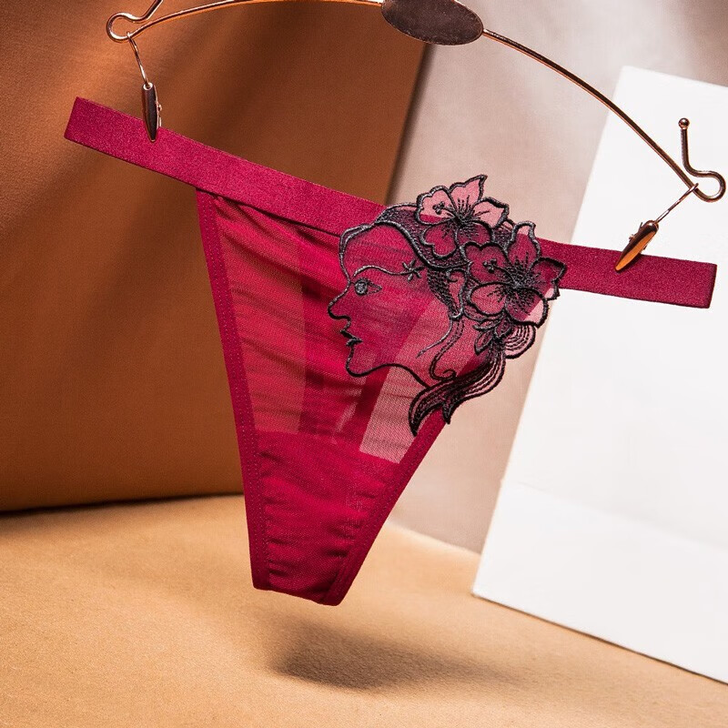 olynsha性感内裤情趣内衣女性可插入无痕内裤女舒适宽边性感油光提花