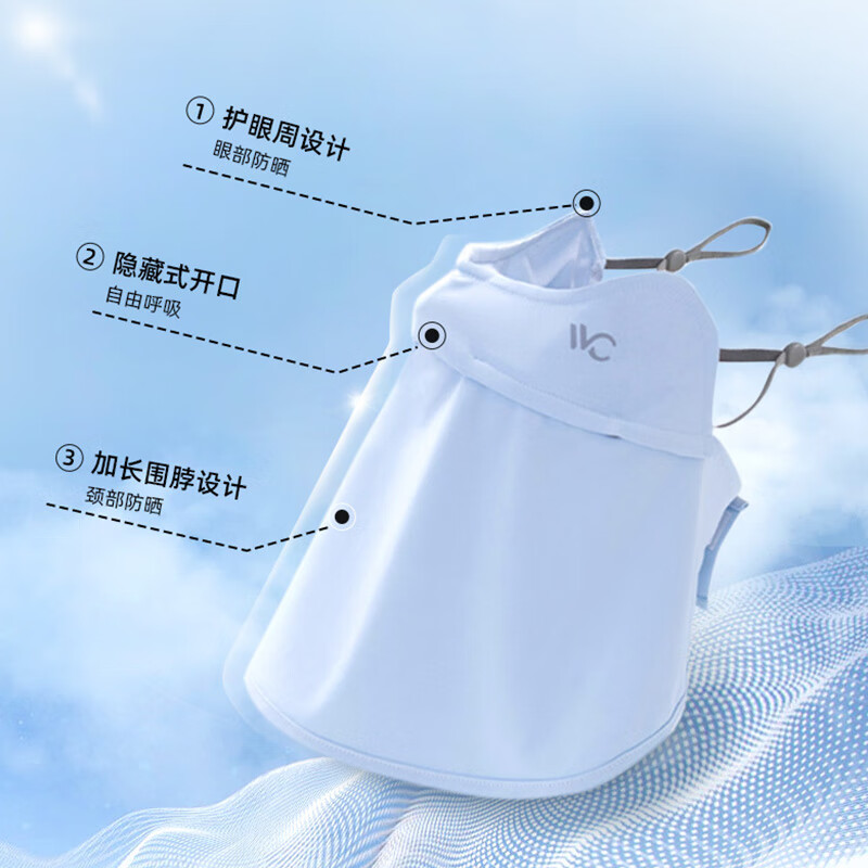 VVC口罩护眼角防晒面罩女全脸骑行薄款透气防紫外线骑车防护遮阳面罩 少女粉