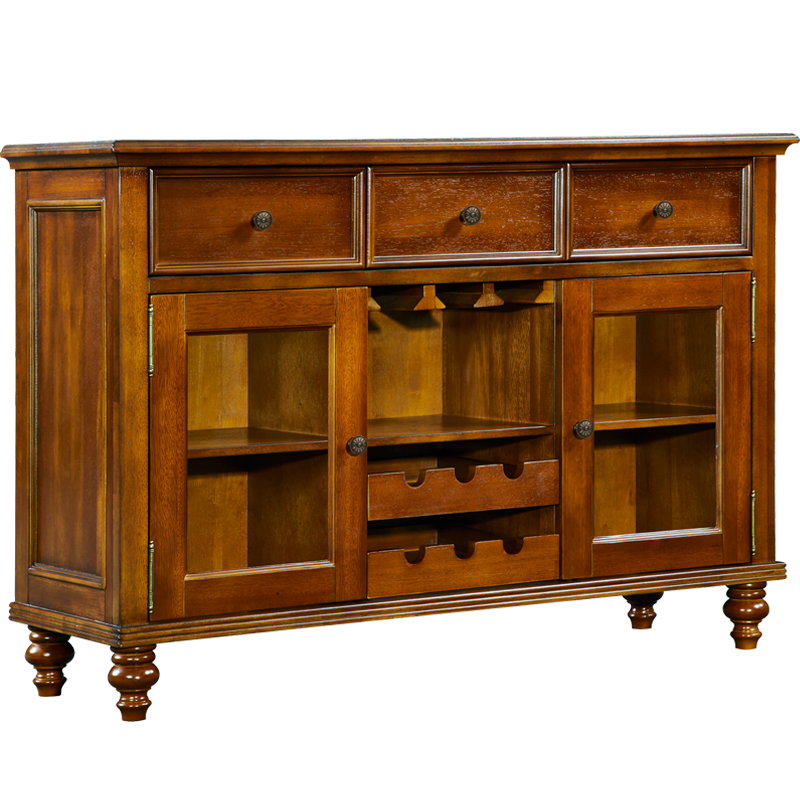 艾理思 全实木餐边柜 美式实木酒柜 简约欧式酒柜 一体靠墙储物柜备餐柜餐厅家具