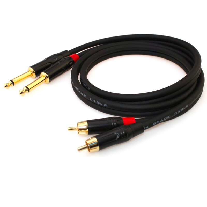 七幻 七幻（Seven Magic）双大二芯转双莲花音频线 2个6.5/6.35声卡转2个RCA音箱音响红白音频线 双大二芯直头转双莲花弯头 100米