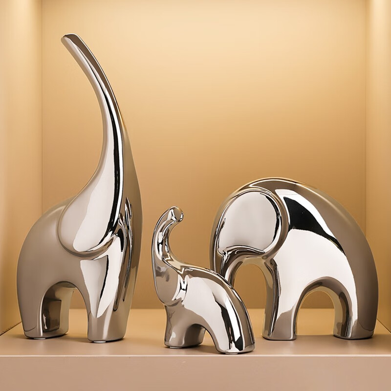 贝汉美(bhm) 简约现代轻奢大象摆件工艺品家居客厅酒柜电视柜装饰品