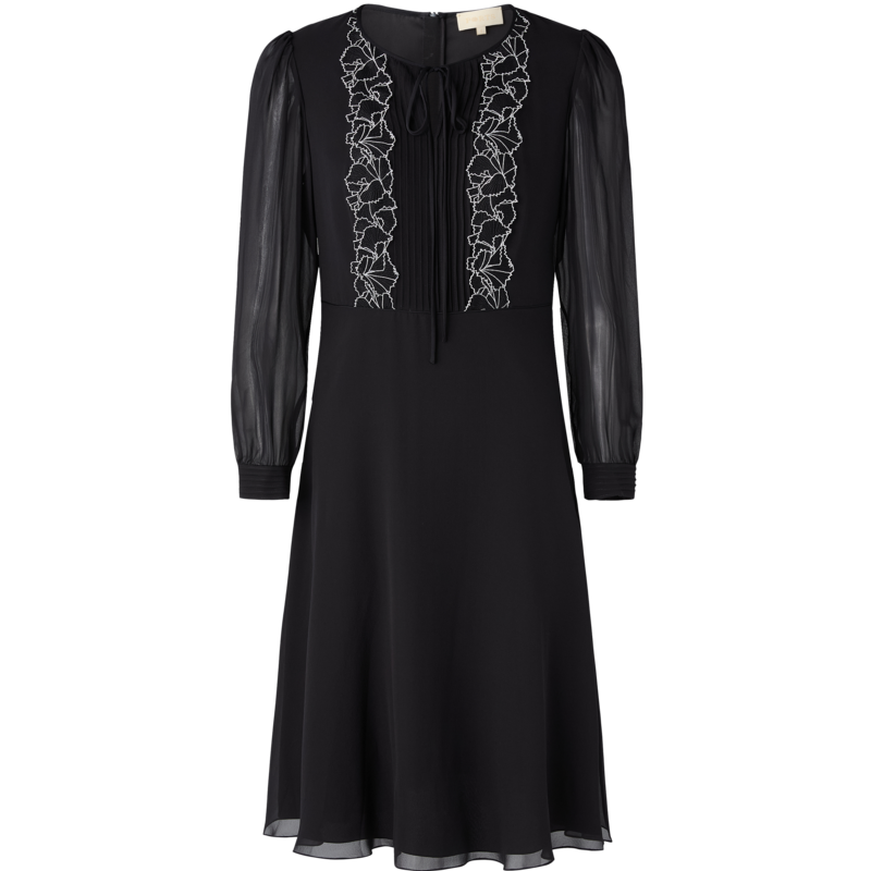 PORTS宝姿商场同款春季新品女装长袖中长真丝连衣裙LD8D157PWS008 黑色 M (6)