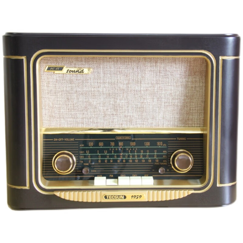德生（Tecsun） 1959型调频/中波/短波台式古典式收音机 咖啡色