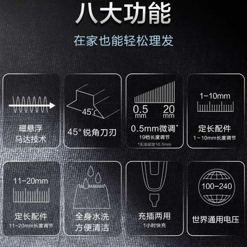 松下（Panasonic）电动理发器 成人儿童电推剪 磁悬浮马达 1小时快充 全身水洗 ER-JSC6AS405