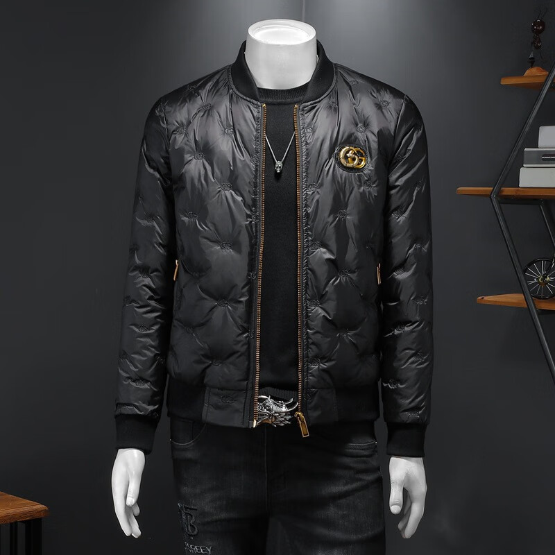 欧洲站酷奇潮牌男装2022冬季新款男士90白鸭绒棒球领派克羽绒服男 短