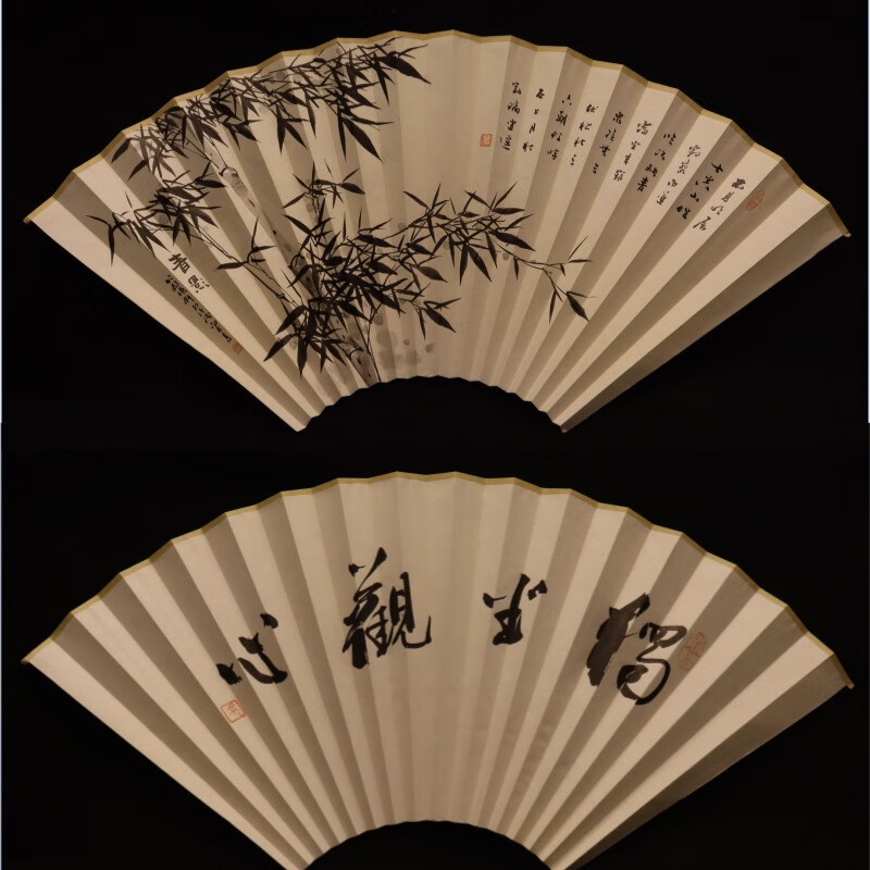 毅树天下文玩折扇面马向军老师手绘竹子梅花兰花苏工扇面9.5寸16方 9.