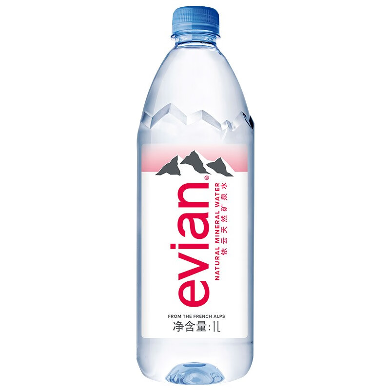 依云(evian)法国原装进口饮用天然矿泉水1l*12瓶纯净天然矿泉水整箱新