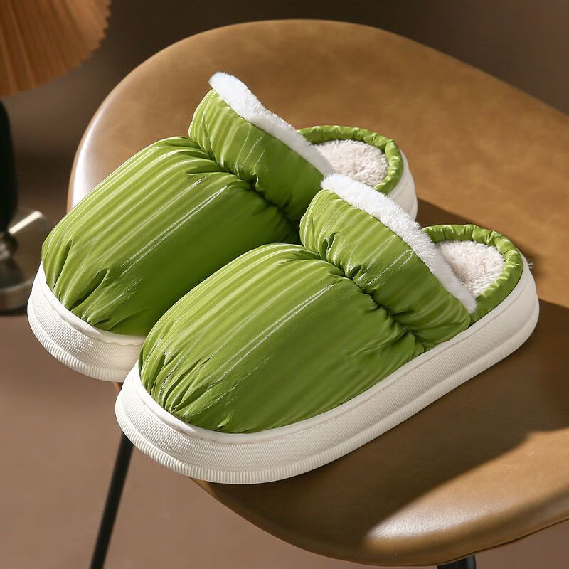 产妇拖鞋秋冬季孕妇穿的防水棉拖鞋女夏季家居室内厚 绿色[4cm加厚底]