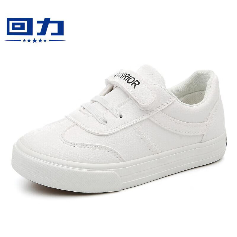 回力warrior 儿童小白鞋男女童运动板鞋魔术贴童鞋 th17-007 白色 35