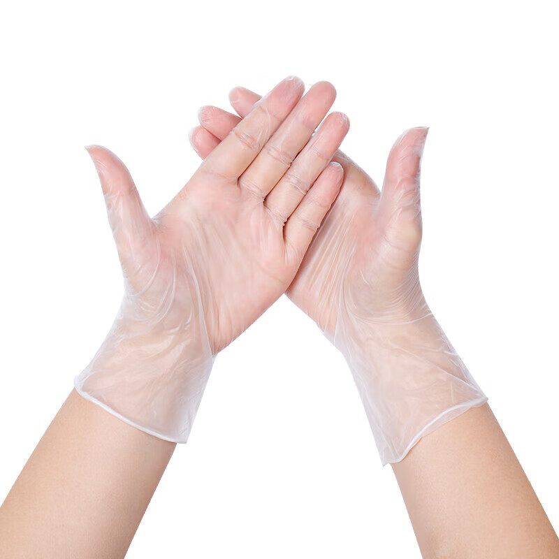 手套100只食品级专用厨房烘焙家用美容足疗橡胶乳胶加厚 透明pvc材质