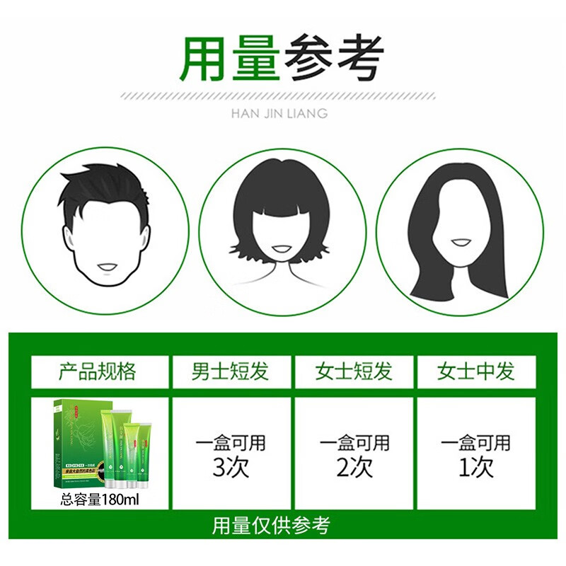 韩金靓 清水黑染发剂植物黑发焗油自然一梳黑爸妈长辈礼物送礼染发膏 自然黑 170ml *3盒【可盖白发】