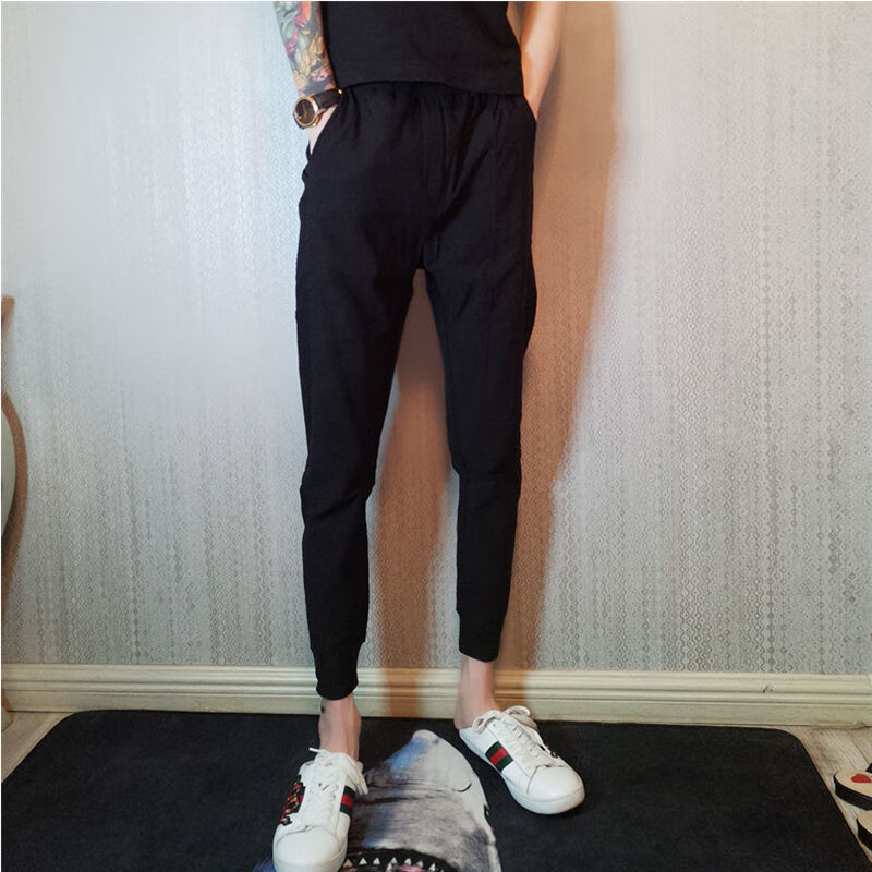 moring bull春秋款社会精神小伙小脚紧身束腿裤男春秋裤子男潮流束脚