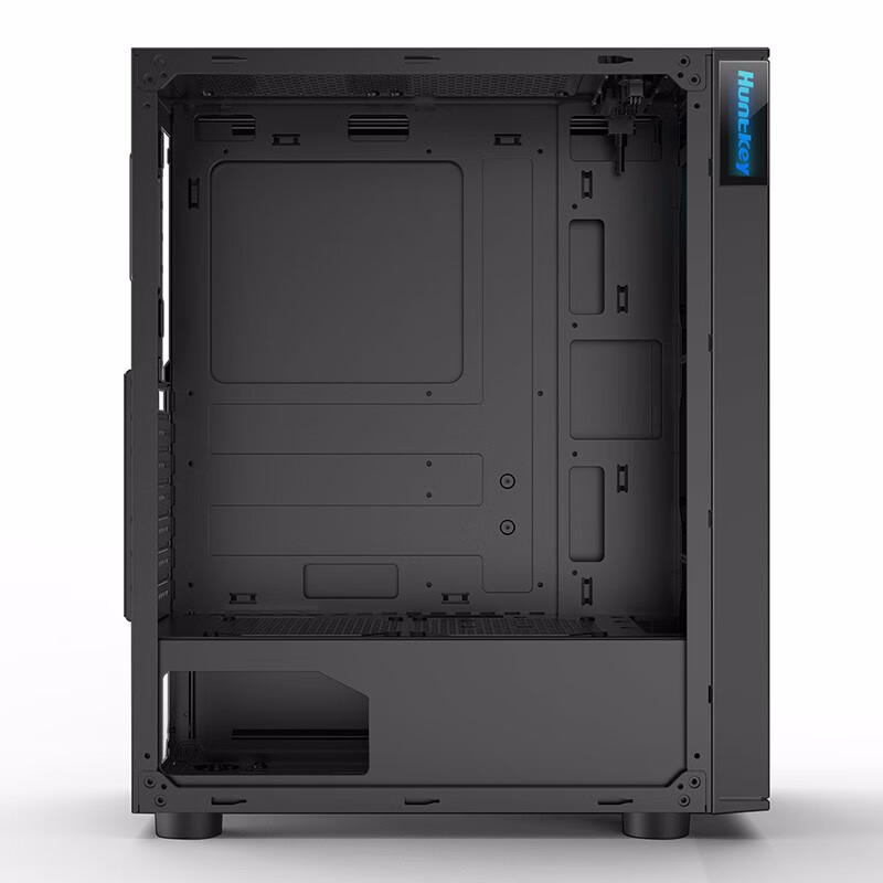 航嘉（Huntkey）GS400C黑色机箱（侧透/支持ATX/宽体游戏电脑机箱/支持长显卡/黑化背线/简洁拉丝面板）