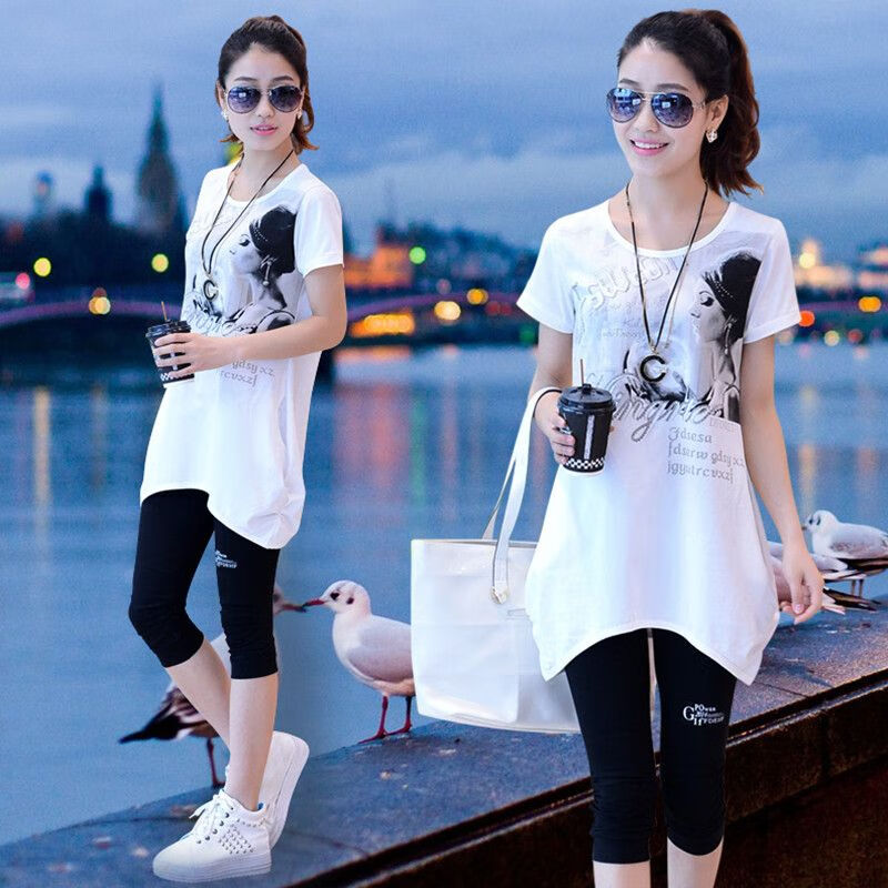 胖妹妹加肥加大码女装夏季冰丝休闲裤韩版大码中长款短袖t恤 女孩头像