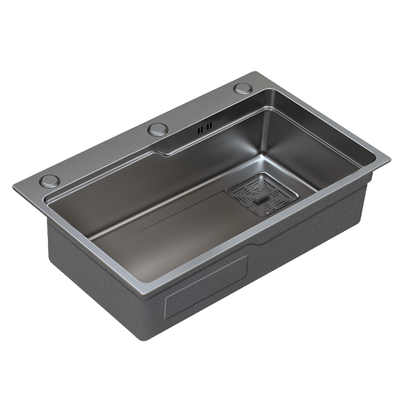 厨房水槽价格走势及推荐：RIIFO枪灰不锈钢纳米水槽洗菜盆