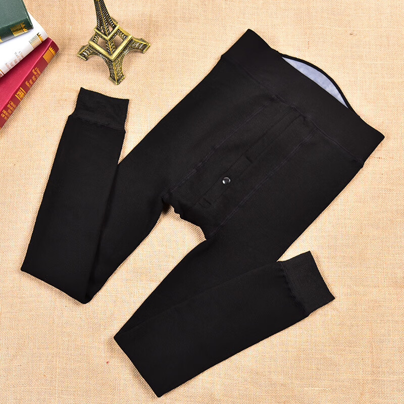 莱姆斯丁 冬季男士保暖裤加绒加厚秋裤男士毛裤大码紧身打底棉裤一体